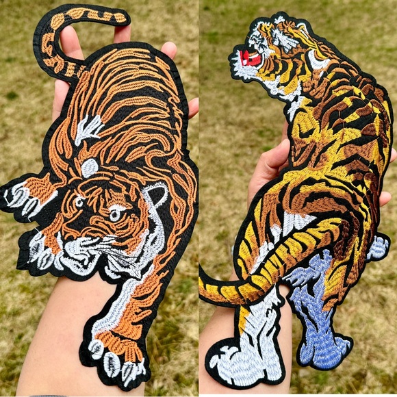 Pair of Large Tiger Iron on Patch - Picture 2 of 10